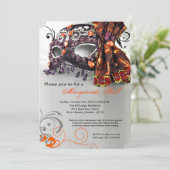 Oranje Masquerade Mask Ball Costume Halloween Kaart (Staand voorkant)