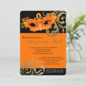 Oranje Masquerade Mask Ball Costume Halloween Kaart (Staand voorkant)