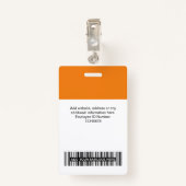 Oranje medewerker QR-code, streepjescode, Logo, na Badge (Achterkant met clip)