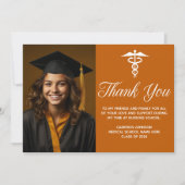 Oranje Medische School Afstuderen Foto Aangepast Bedankkaart (Voorkant)