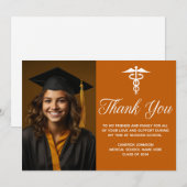 Oranje Medische School Afstuderen Foto Aangepast Bedankkaart (Voorkant / Achterkant)