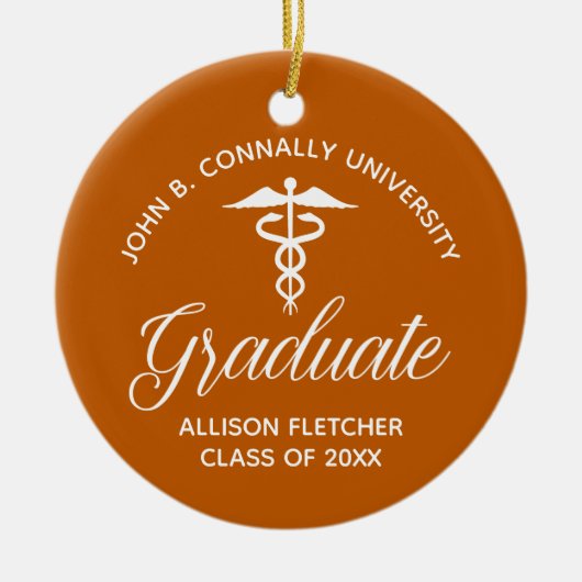 Oranje Medische School Afstuderen Foto Kerst Keramisch Ornament (Voorkant)