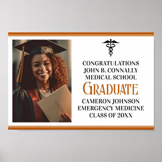 Oranje medische school foto afstudeerfeest poster (Voorkant)