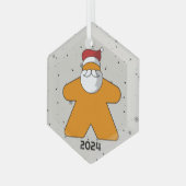 Oranje Meeple Santa Custom Jaar Family Board Game Glas Ornament (Voorkant links)