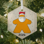 Oranje Meeple Santa Custom Jaar Family Board Game Glas Ornament