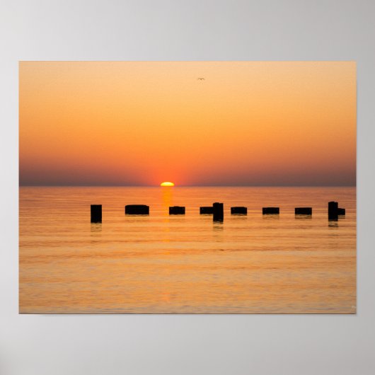 Oranje meer Sunrise Poster (Voorkant)