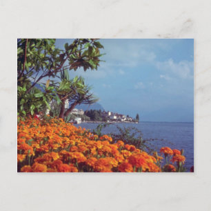 Oranje Meer van Genève, Montreux, Zwitserse bloeme Briefkaart