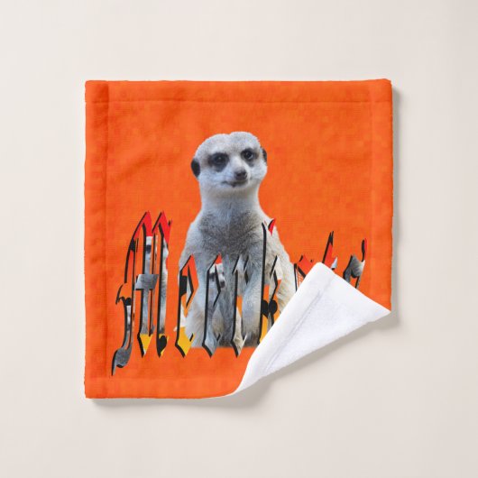 Oranje Meerkat en Logo, Bad Handdoek (Wasdoekje)