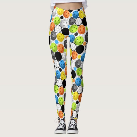 Oranje meerkleurige pickleball leggings (Voorkant)