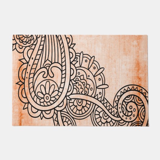 Oranje Mehndi Motif Doormat Deurmat (Voorkant)