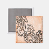 Oranje Mehndi Motif Magnet (Voorkant / Achterkant)