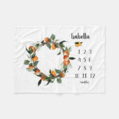 Oranje Meisje Milestone Deken, Sinaasappels Maande Fleece Deken (Voorkant (Horizontaal))