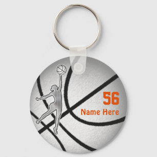 Oranje meisjes gepersonaliseerd, Basketball Party  Sleutelhanger