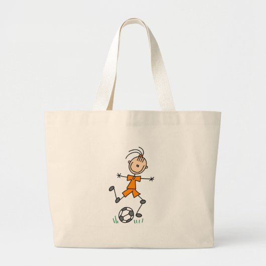 Oranje Meisjes Voetbal Grote Tote Bag (Voorkant)