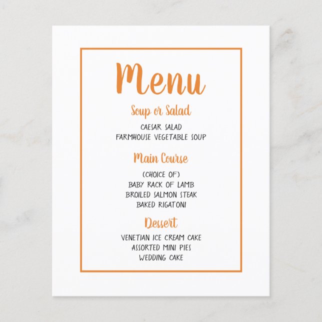 Oranje menu - Herfst herfst Wedding Party Hallowee (Voorkant)