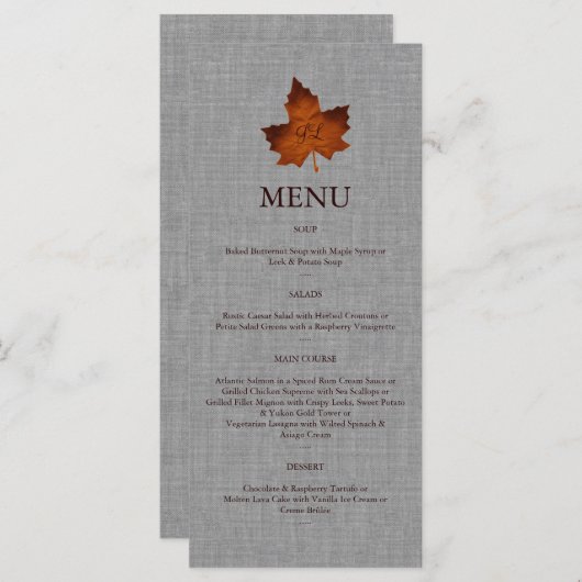 Oranje menu Linen Monogrammed (Voorkant / Achterkant)