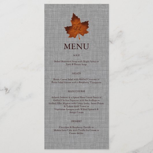 Oranje menu Linen Monogrammed (Voorkant)