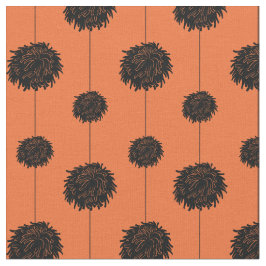 Oranje met Black Pom Poms Cheerleader Pattern Stof