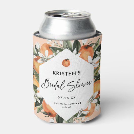 Oranje met Cutie Citrus Vrijgezellenfeest Favors Blikjeskoeler (Blikje Voorkant)