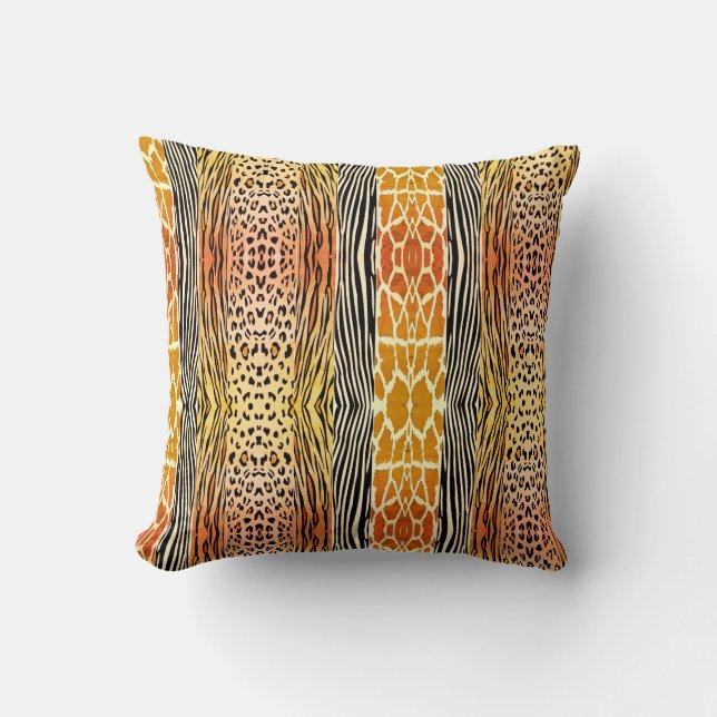 Oranje met reliëfdruk bedrukte Zebra Stripe Pillow Kussen (Voorkant)