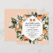 Oranje  met twee kleine Baby showers van de snede Kaart (Voorkant / Achterkant)