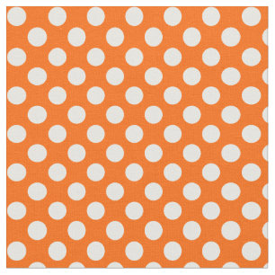 Oranje met White Polka Dot Fabric Stof