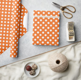 Oranje met wit poodot-wrapppapier cadeaupapier