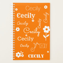 Oranje met Witte Bloemen, Aangepaste naamplanner Planner