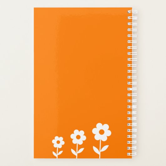 Oranje met Witte Bloemen, Aangepaste naamplanner Planner (Achterkant)