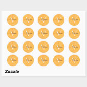 Oranje met witte monogram naam ronde sticker (Vel)