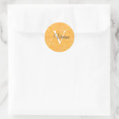 Oranje met witte monogram naam ronde sticker (Tas)