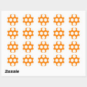 Oranje met witte stippen ronde sticker (Vel)