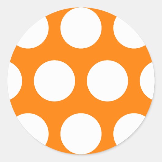 Oranje met witte stippen ronde sticker (Voorkant)