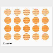 Oranje met witte stippen ronde sticker (Vel)