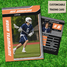 Oranje Metal Lacrosse Speler Ruilkaart Contactkaartje