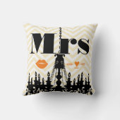 Oranje mevrouw Lips Bleek Gellow Zig Zag Chandelie Kussen (Achterkant)