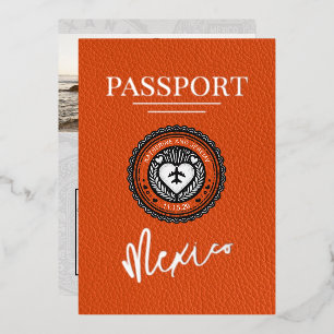 Oranje Mexicaans Paspoort Bruiloft Folie Uitnodiging