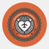 Oranje Mexicaans paspoort Ronde Sticker (Voorkant)