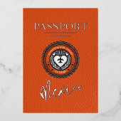 Oranje Mexicaanse paspoortbruiloft Folie Uitnodiging (Voorkant)