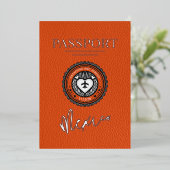 Oranje Mexicaanse paspoortbruiloft Folie Uitnodiging (Staand Voorkant)