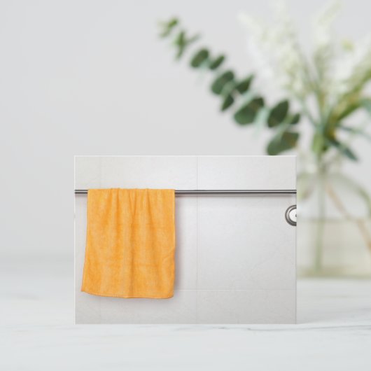 Oranje microvezelhanddoek briefkaart (Staand voorkant)