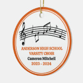 Oranje middelbaar schoolkoor aangepaste kerst keramisch ornament (Links)