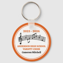 Oranje middelbaar schoolkoor gepersonaliseerd sleutelhanger