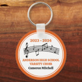 Oranje middelbaar schoolkoor gepersonaliseerd sleutelhanger (Voorkant)