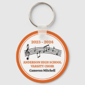 Oranje middelbaar schoolkoor gepersonaliseerd sleutelhanger (Achterkant)