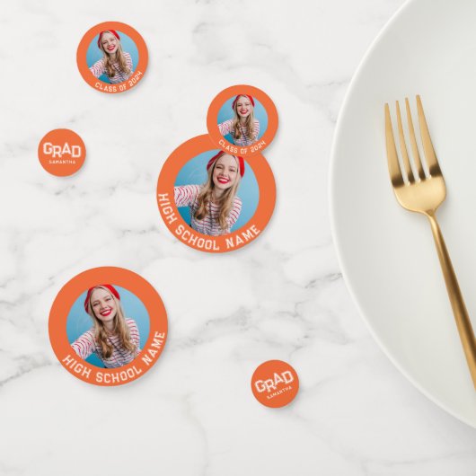 Oranje middelbare school afstudeer aangepaste foto confetti (Groep)
