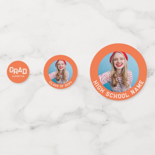 Oranje middelbare school Afstudeerder aangepaste f Confetti (Voorkanten)