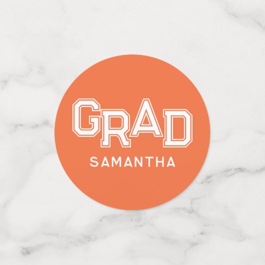 Oranje middelbare school Afstudeerder aangepaste f Confetti (Kleine voorkant)