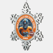 Oranje Middelbare School Football Speler Foto Cust Tin Sneeuwvlok Ornament (Rechts)