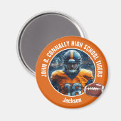 Oranje middelbare school Football speler foto Magneet (Voorkant / Achterkant)